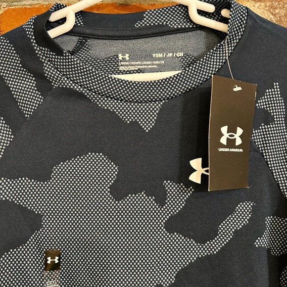 Under Armour Boys UA Velocity Jacquard Blue Camo Shirt Size Small - Picture 3 of 7